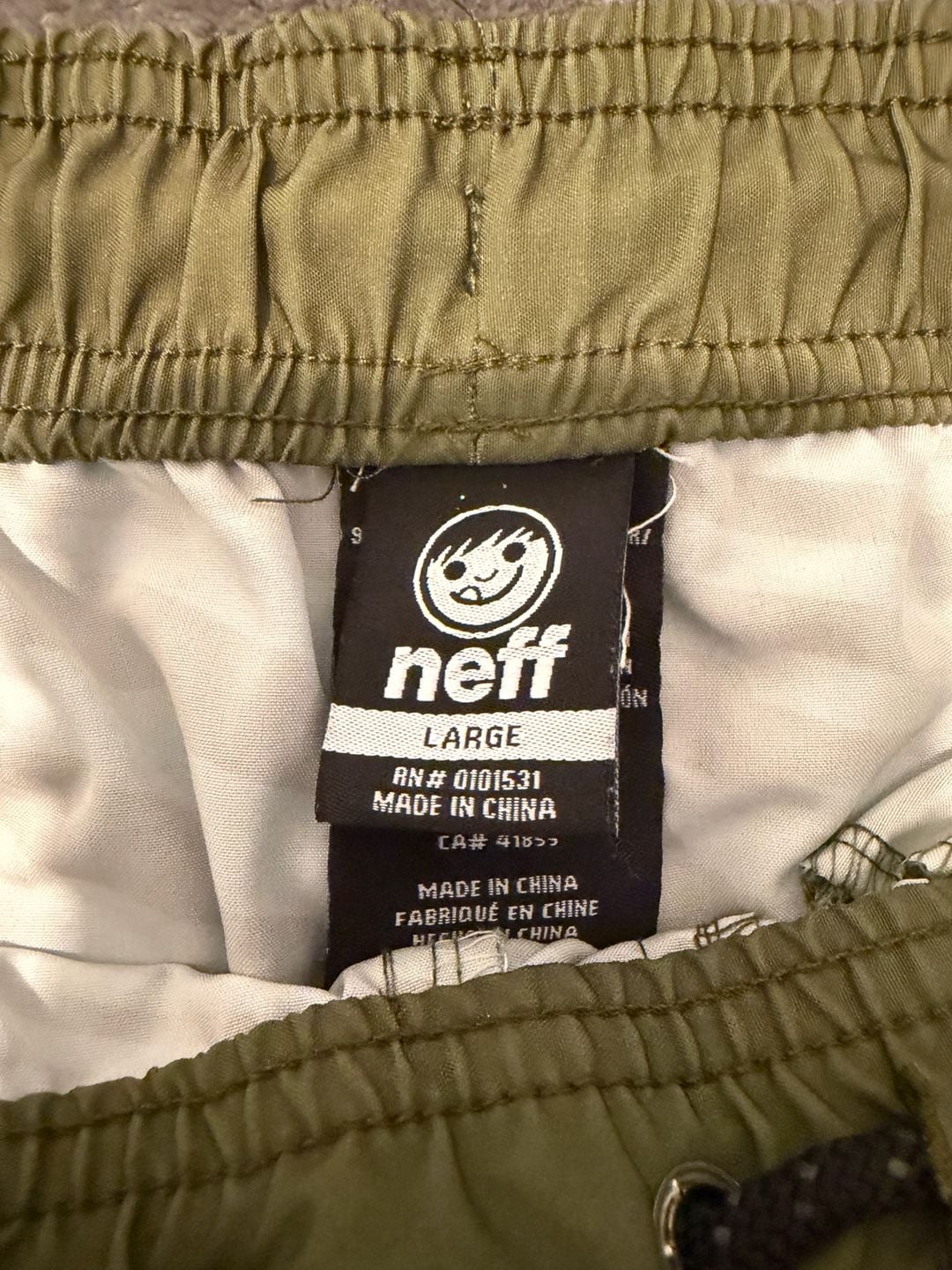 Neff Swim Trunks Size Large Green Geometric Striped Board Shorts 5
