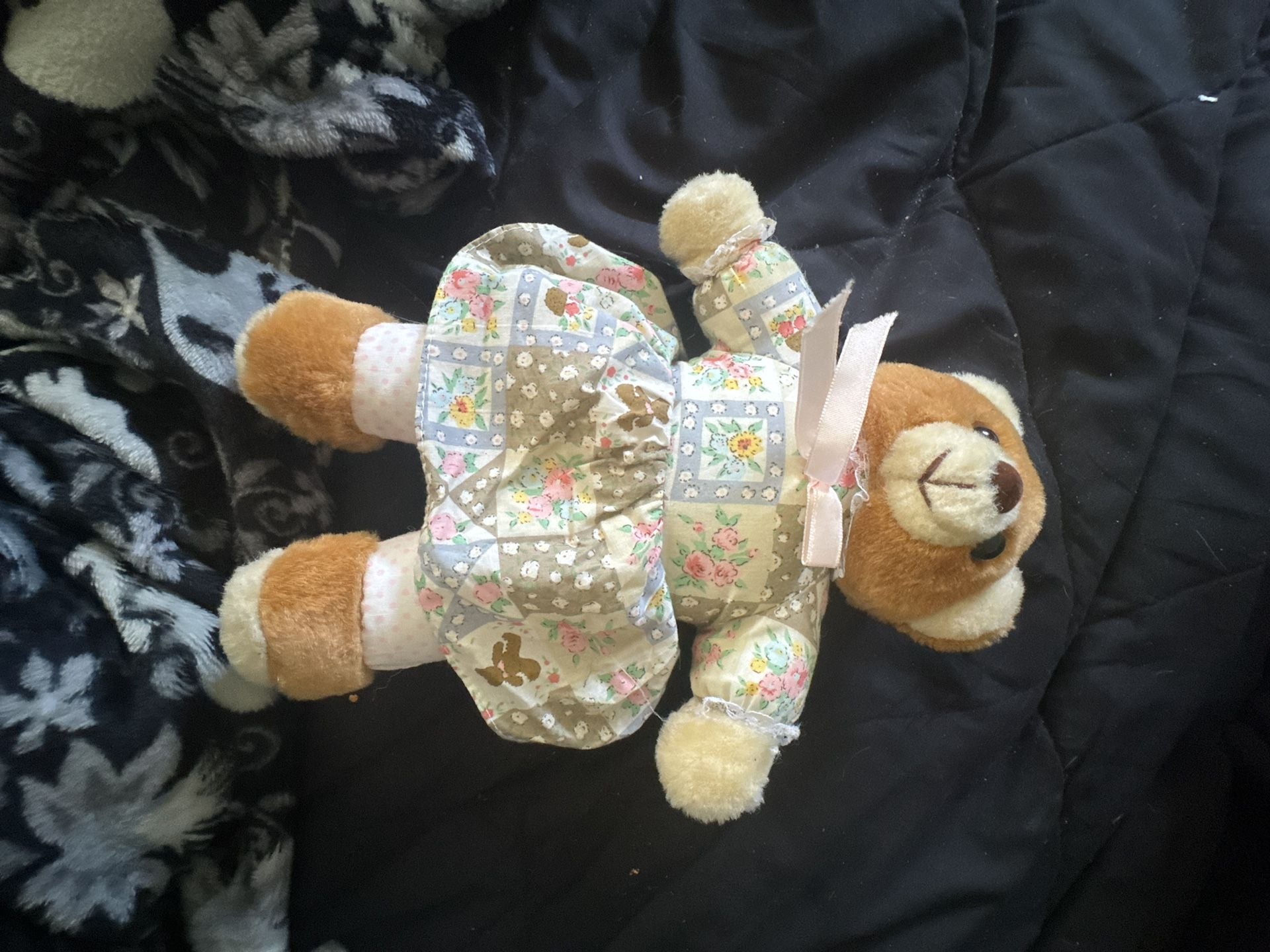 Furskins Hattie Teddy Bear Plush Floral Dress 1