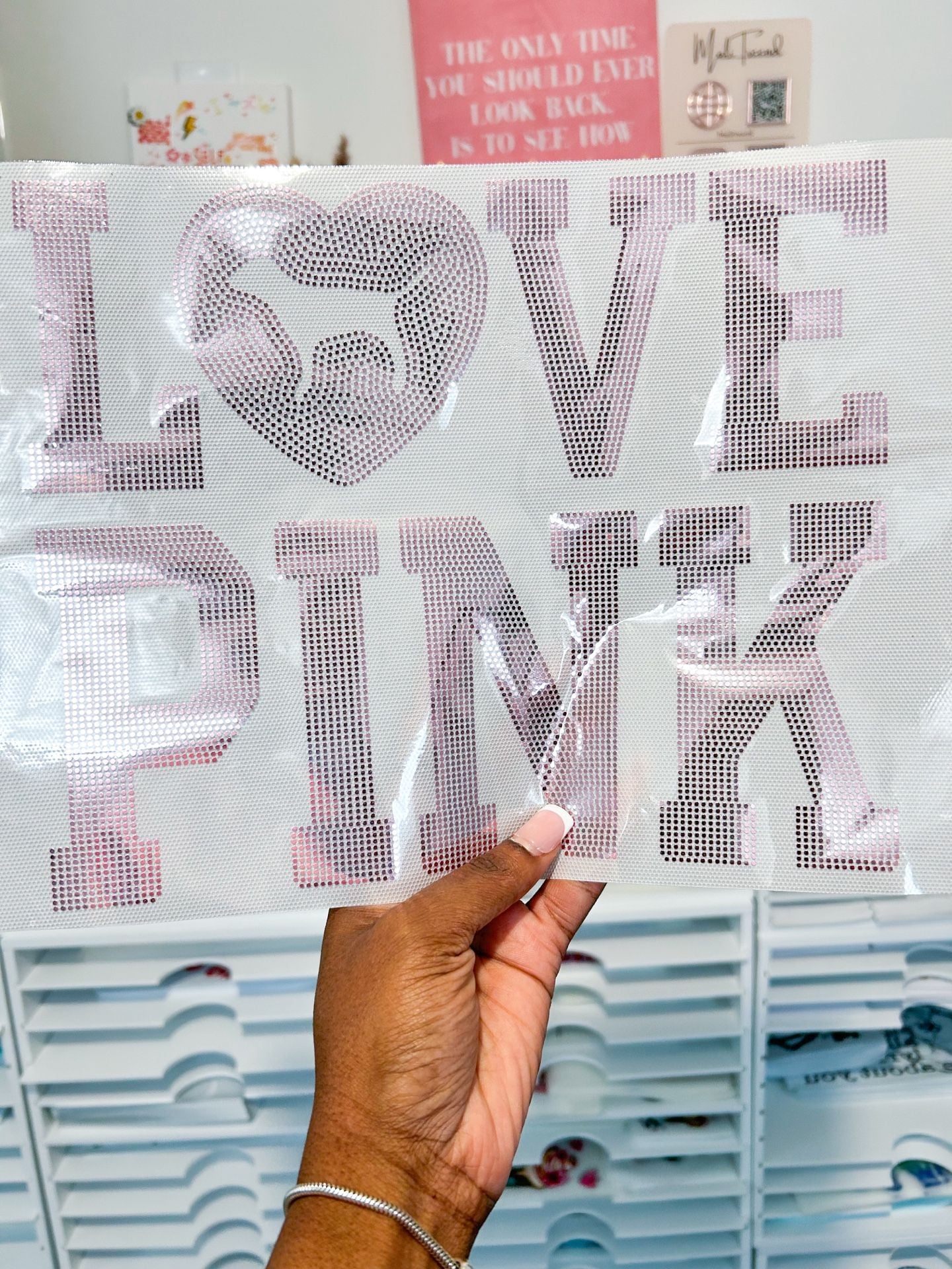 Victoria's Secret PINK Love Pink Rhinestone Transfer 1