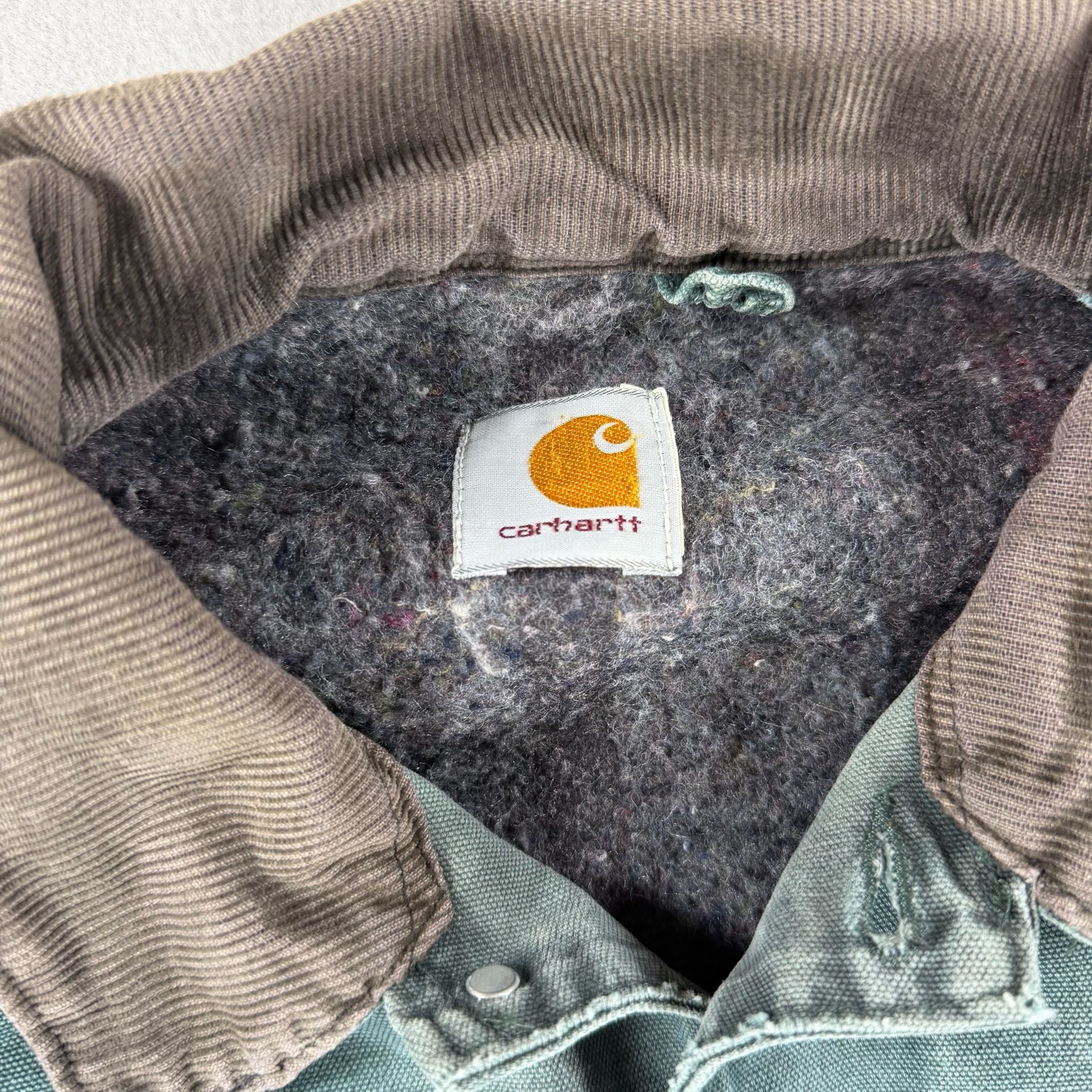 Vintage 90s Carhartt Blanket Lined Chore Jacket Size XL Green 4
