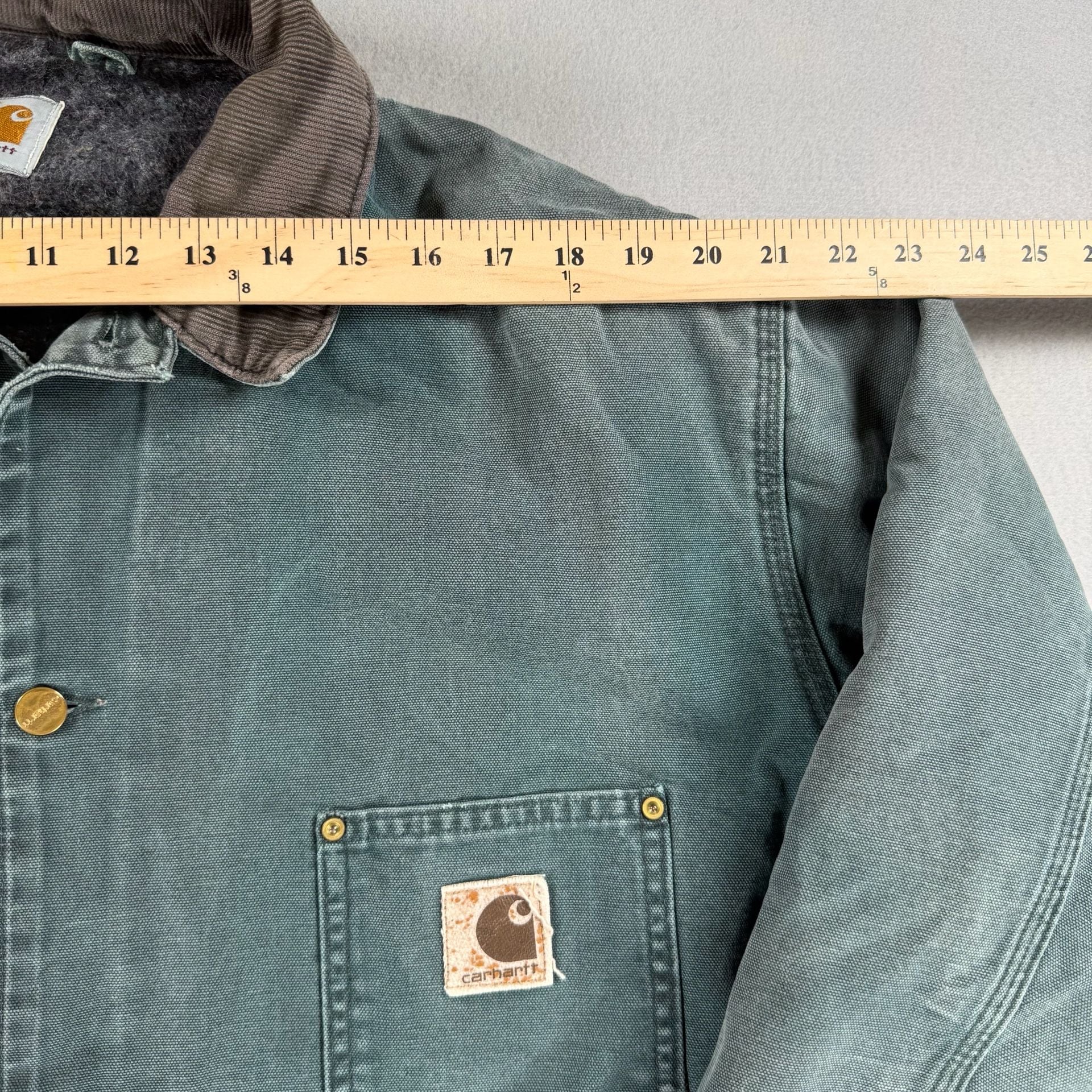 Vintage 90s Carhartt Blanket Lined Chore Jacket Size XL Green 6