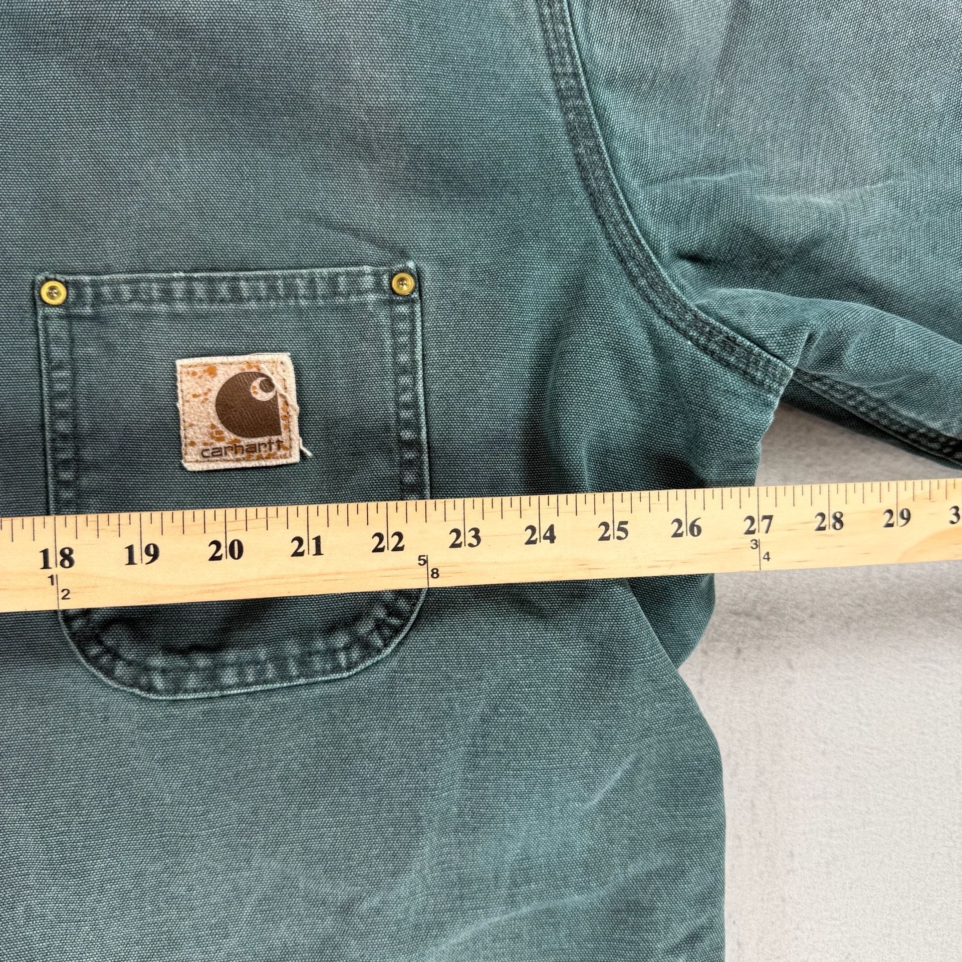 Vintage 90s Carhartt Blanket Lined Chore Jacket Size XL Green 7