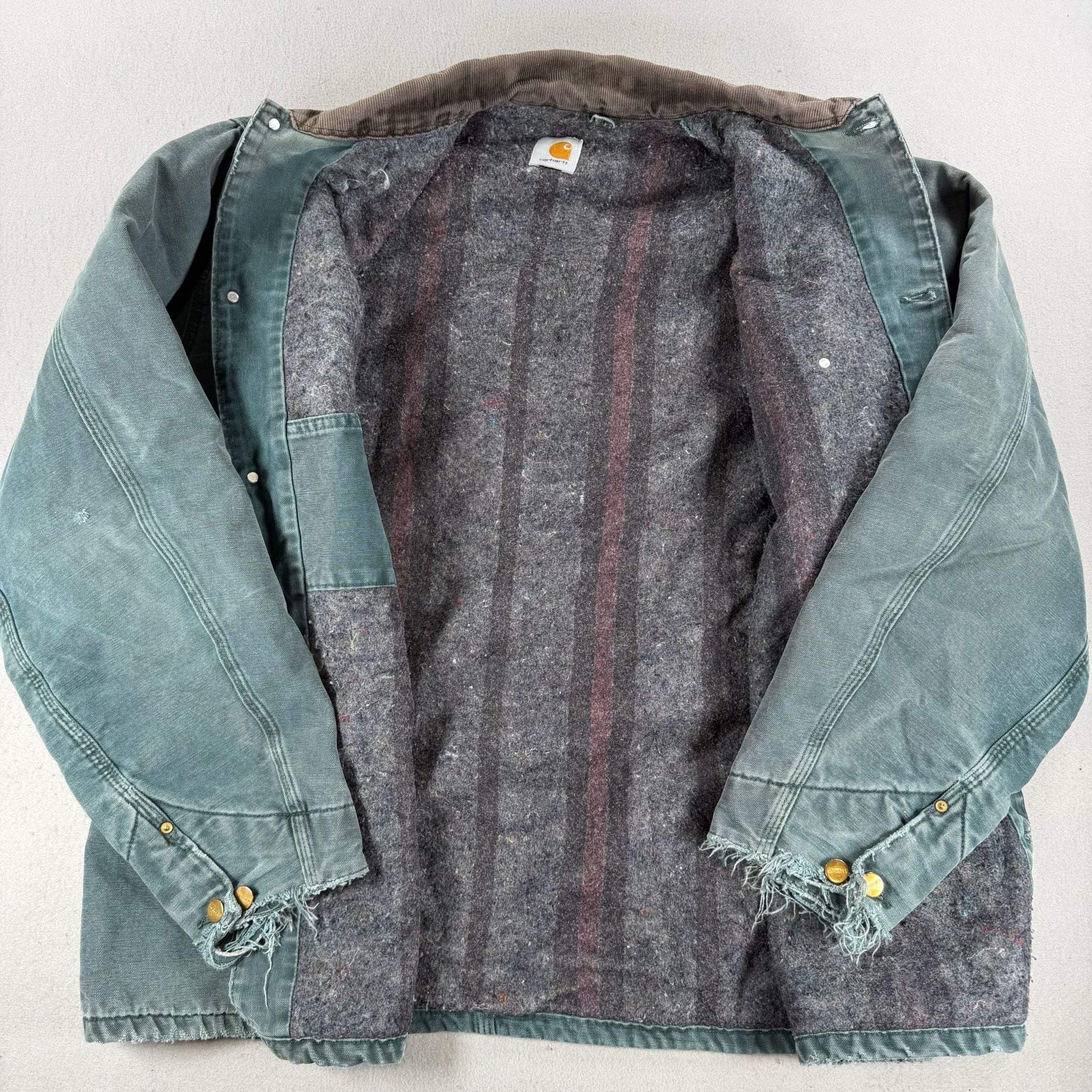 Vintage 90s Carhartt Blanket Lined Chore Jacket Size XL Green 10