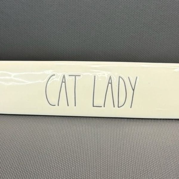 Desk decor Rae Dunn Cat Lady Ceramic Desk Plaque Sign -189-