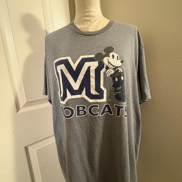 Disney Montana State Bobcats Mickey Mouse Graphic T-Shirt Gray