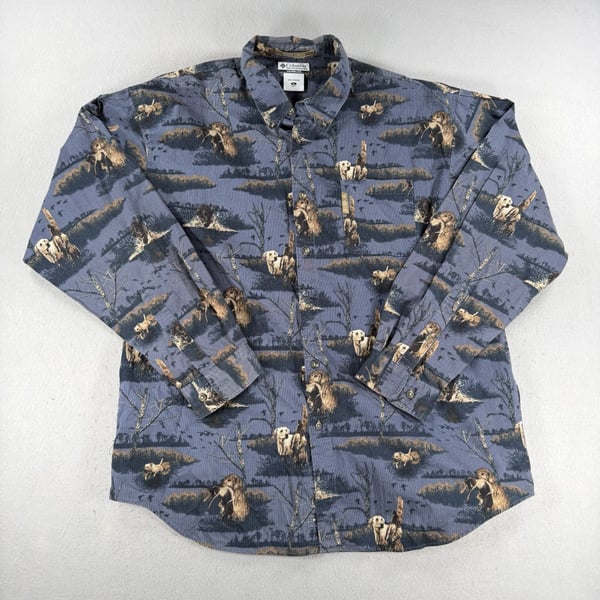 Columbia River Lodge Dog Print Corduroy Shirt Size XL