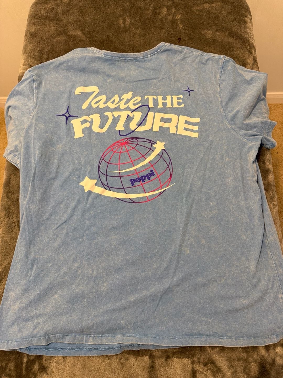 Poppi Taste The Future T-Shirt Size XL Blue Acid Wash Graphic Tee 4