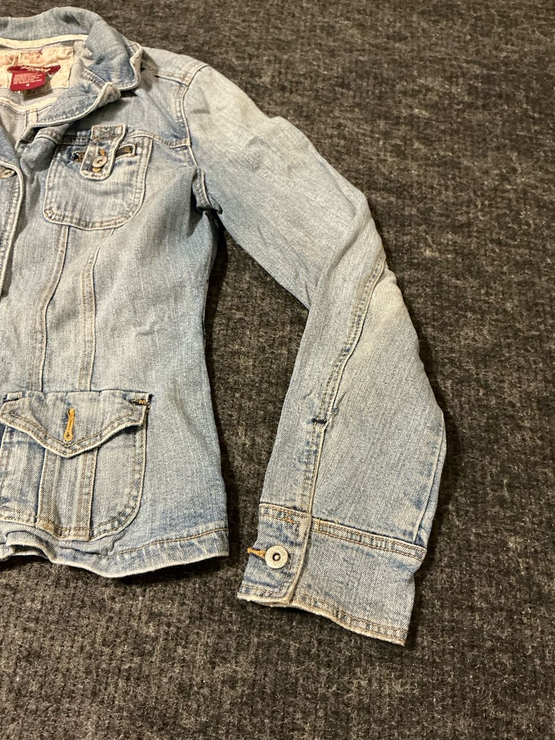 Vanity Denim Jacket Womens Size Medium Light Wash Cotton Utility Style 7
