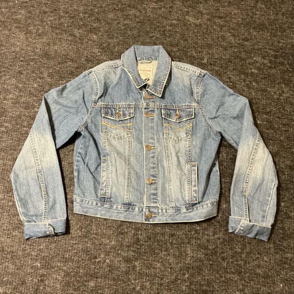 Aeropostale 1987 Denim Trucker Jacket Womens Size Large Blue Cotton