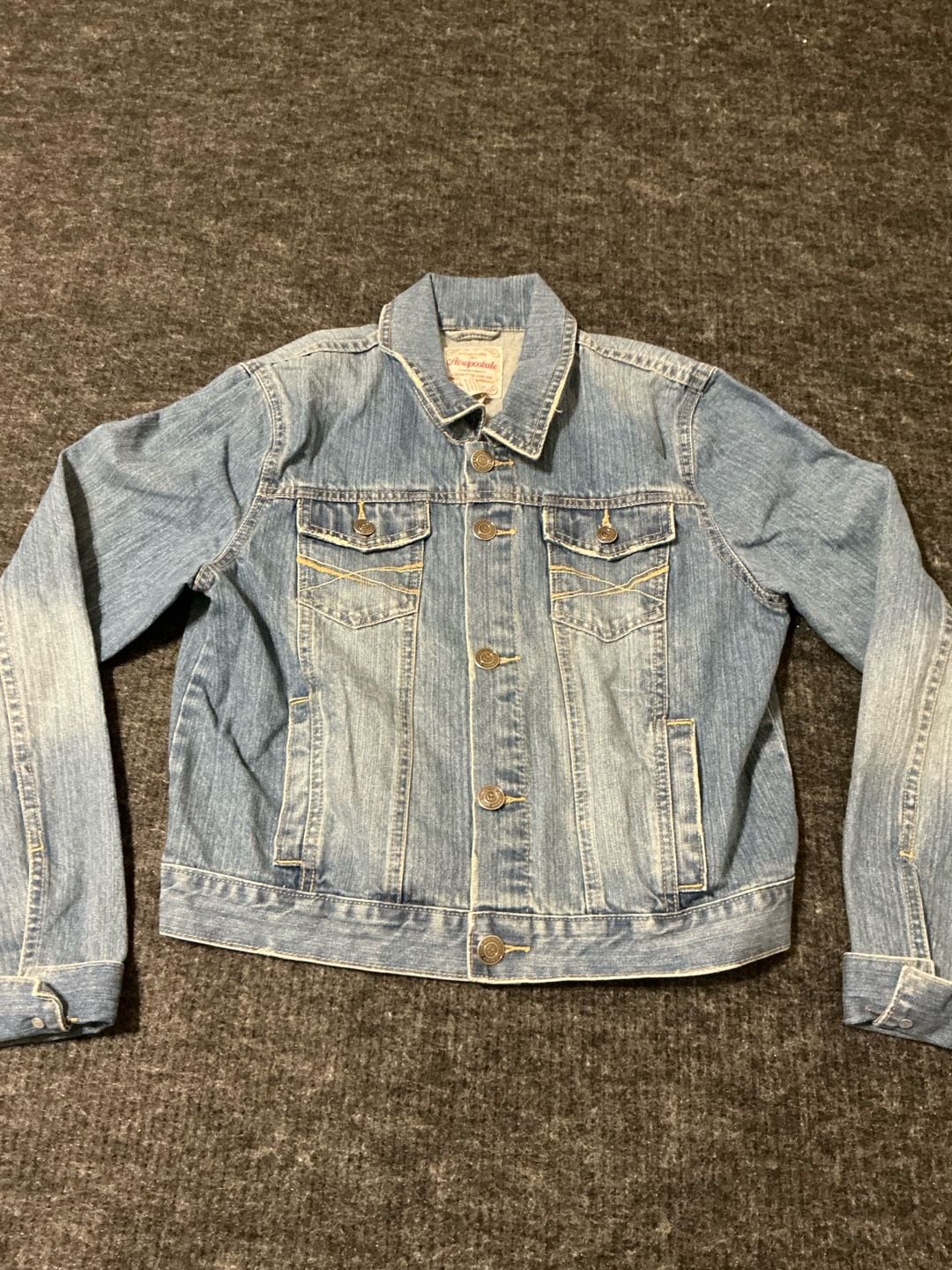 Aeropostale 1987 Denim Trucker Jacket Womens Size Large Blue Cotton 3