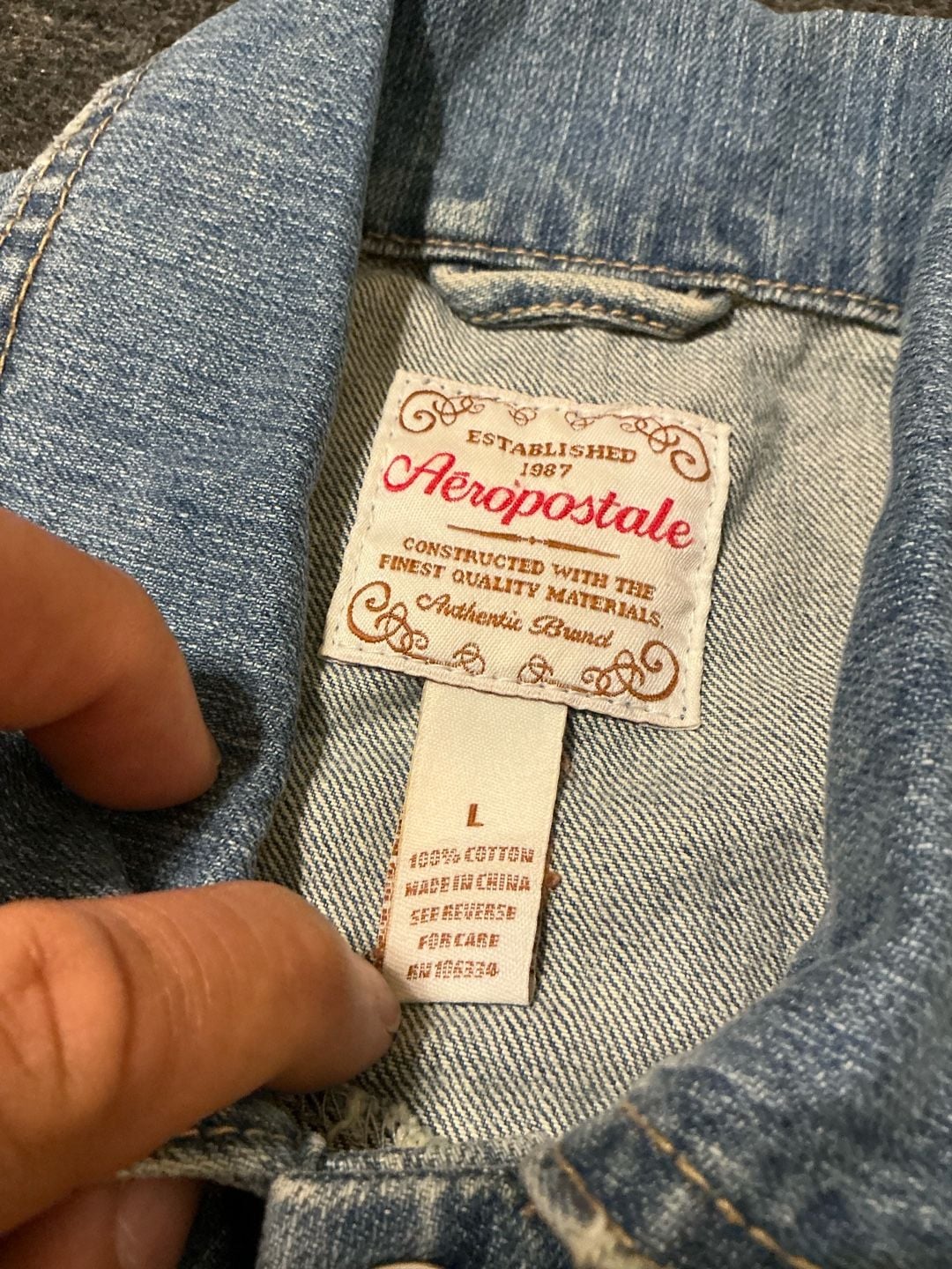 Aeropostale 1987 Denim Trucker Jacket Womens Size Large Blue Cotton 4