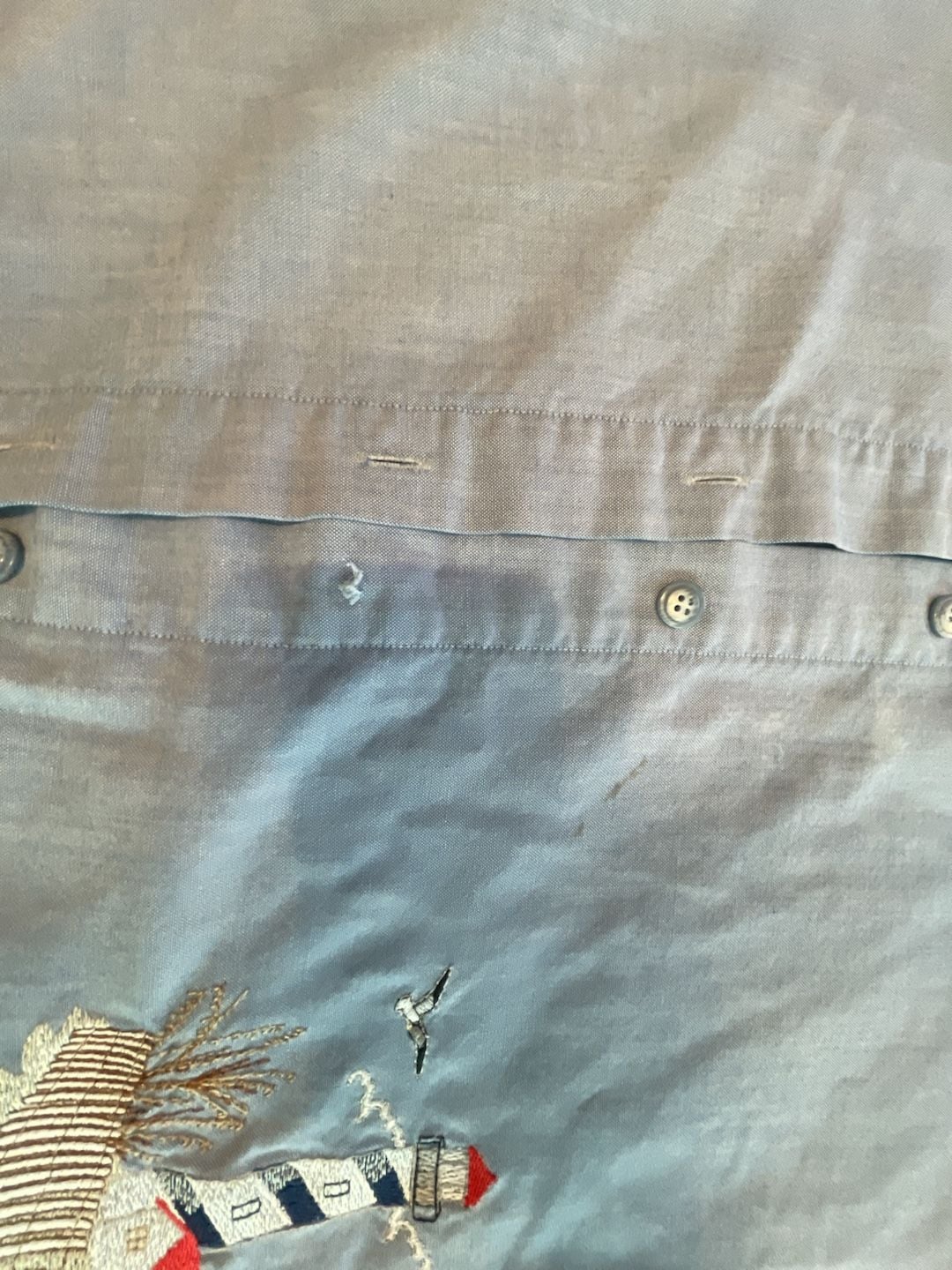 Embroidered Lighthouse Beach Button Down Shirt Blue
Size L
Cottage
Coastal 3
