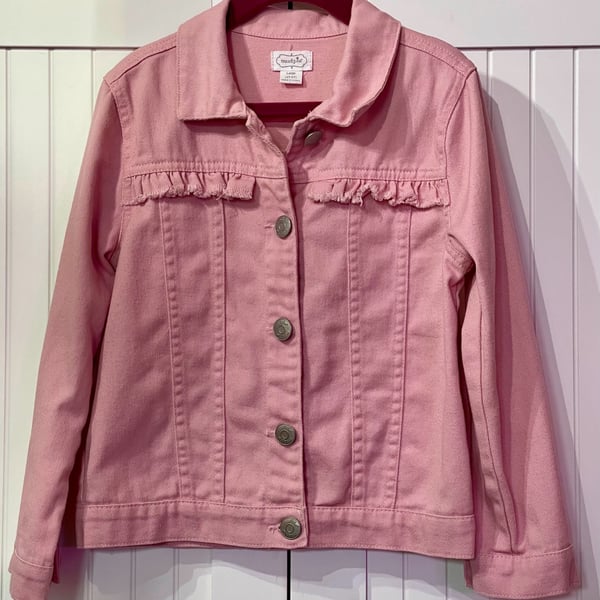 Mud Pie Pink Denim Jacket Size 4T-5T Ruffled
