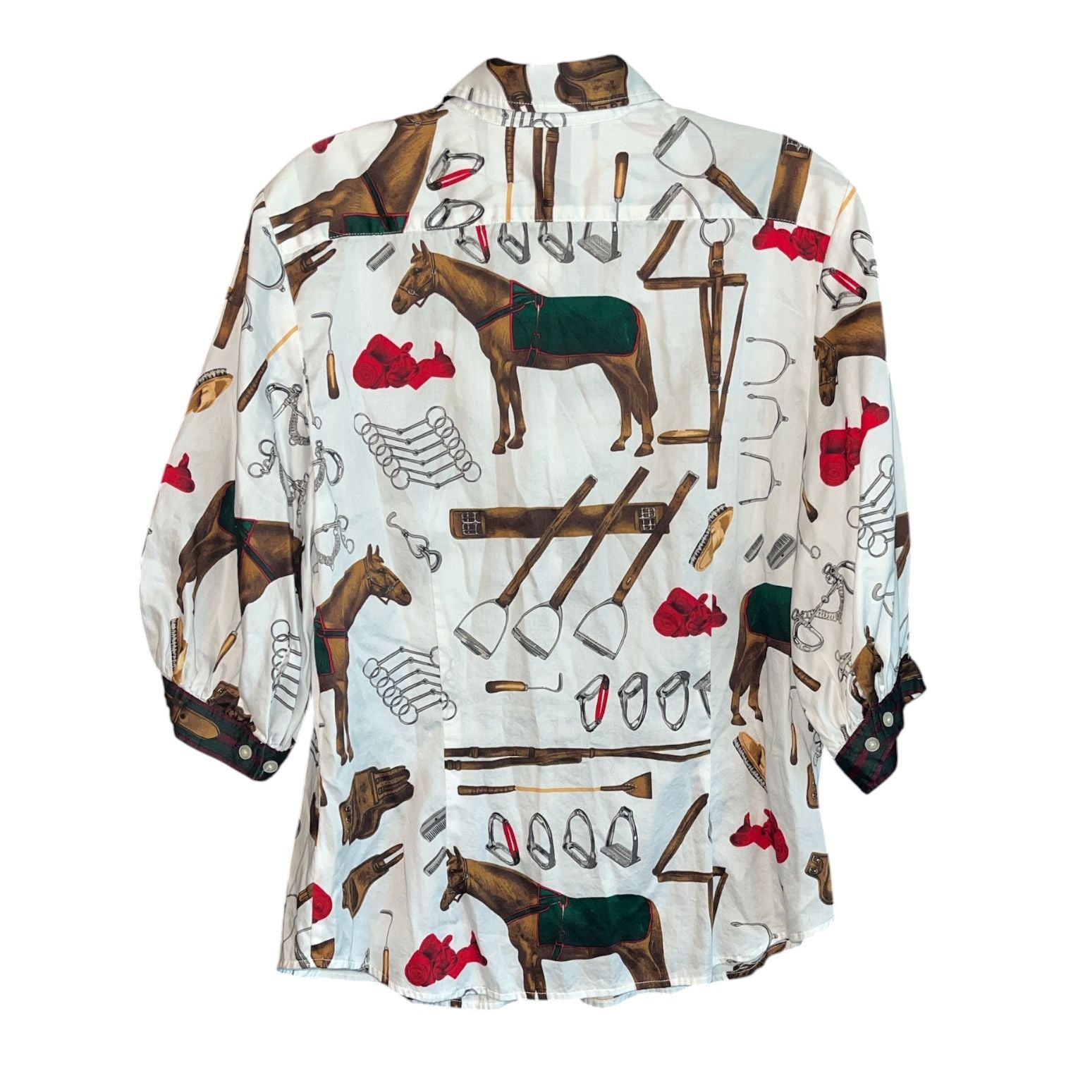 Lauren Ralph Lauren Equestrian Print Button-Down Shirt Size L 3