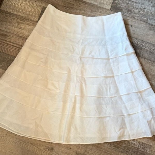 Talbots Tiered Linen Skirt Size 6P White