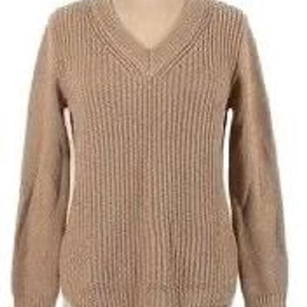 Styles Ribbed V-Neck Sweater