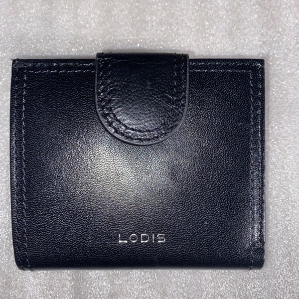 Lodis Black Leather Kisslock Bifold Wallet