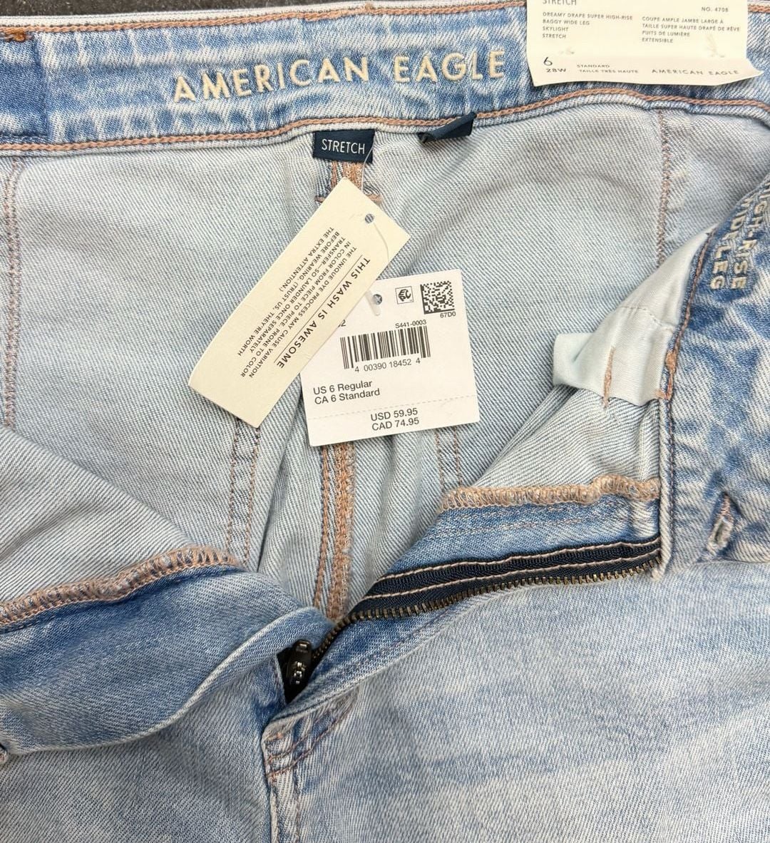 American Eagle Dreamy Drape Baggy Wide Leg Jeans Size 6 8