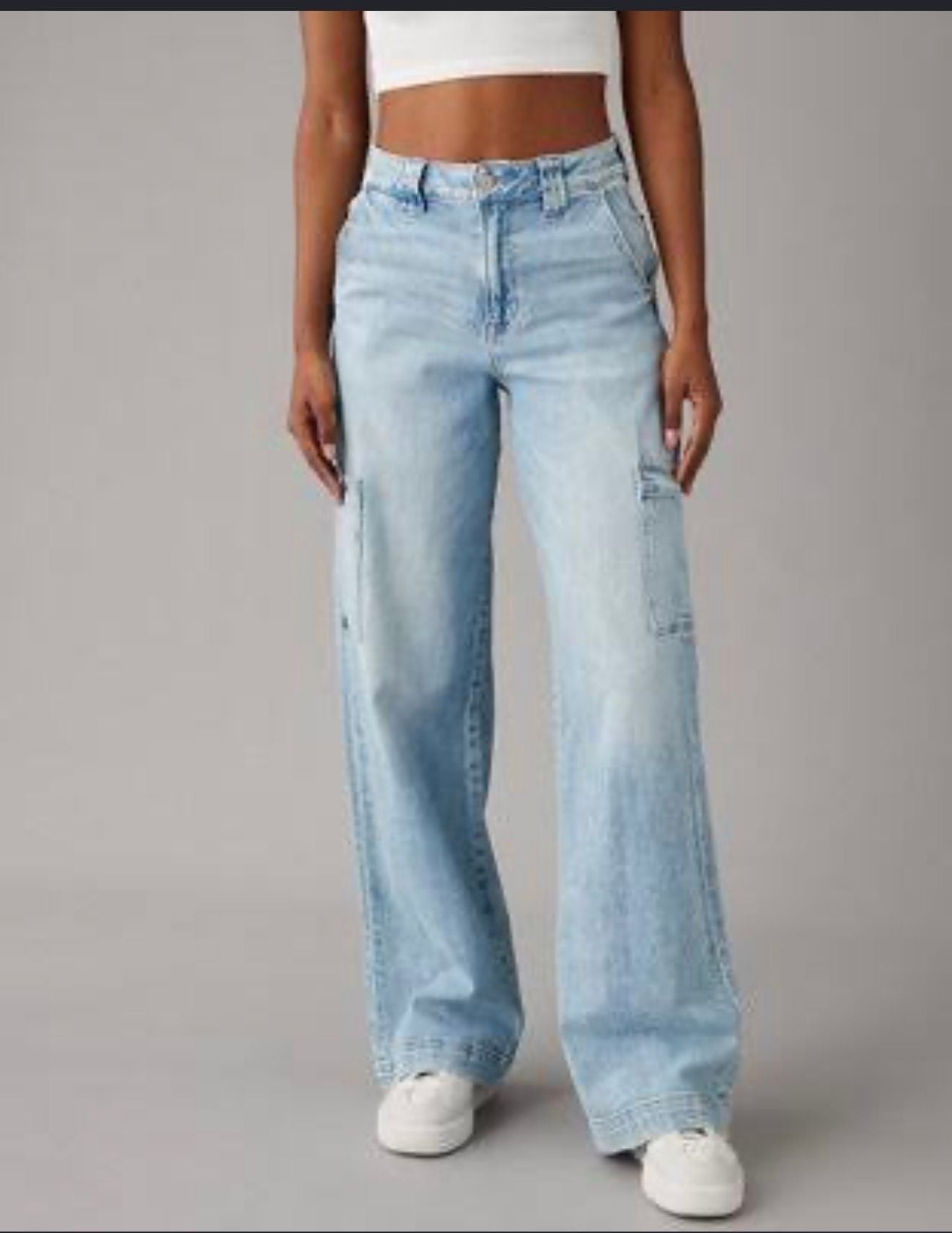 American Eagle Dreamy Drape Baggy Wide Leg Jeans Size 6 2
