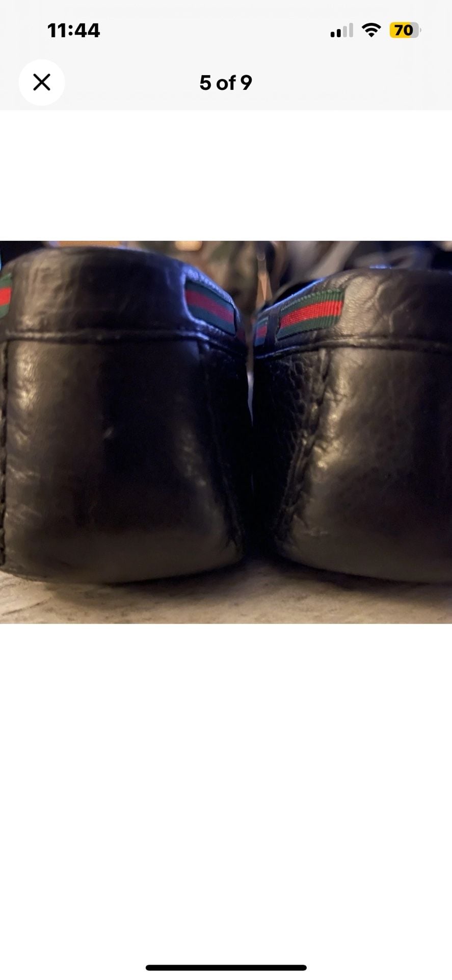 Gucci Black Leather Loafers with Green and Red Web Bow 2