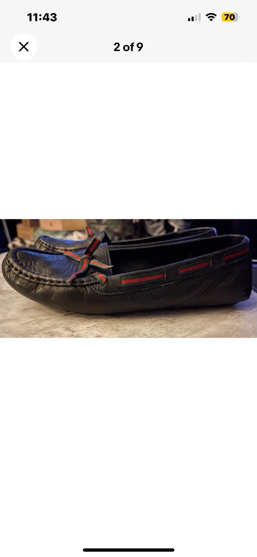 Gucci Black Leather Loafers with Green and Red Web Bow 4