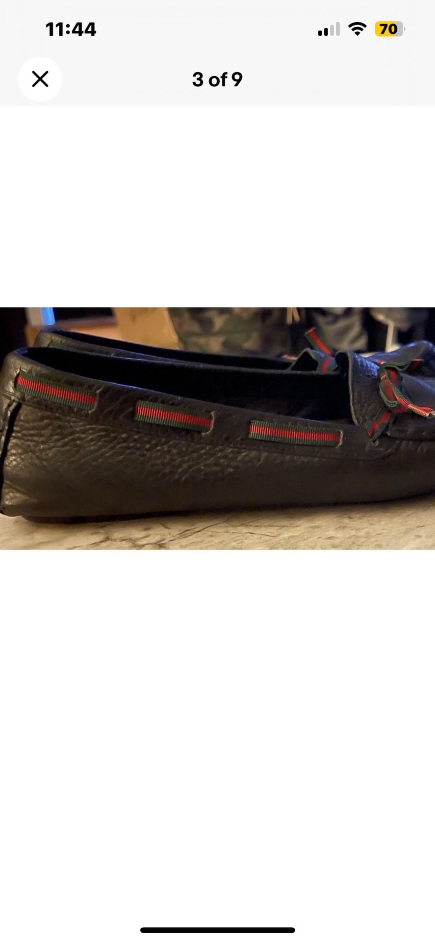 Gucci Black Leather Loafers with Green and Red Web Bow 5