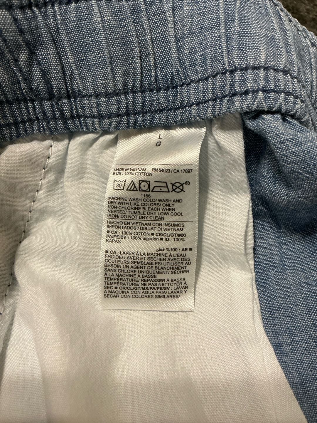 Old Navy Jogger Chambray Drawstring Dock Short Mens Size Large Blue 5