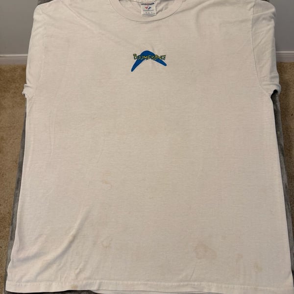 Jerzees Boomerang T-Shirt Size XL White Heavyweight Blend Graphic