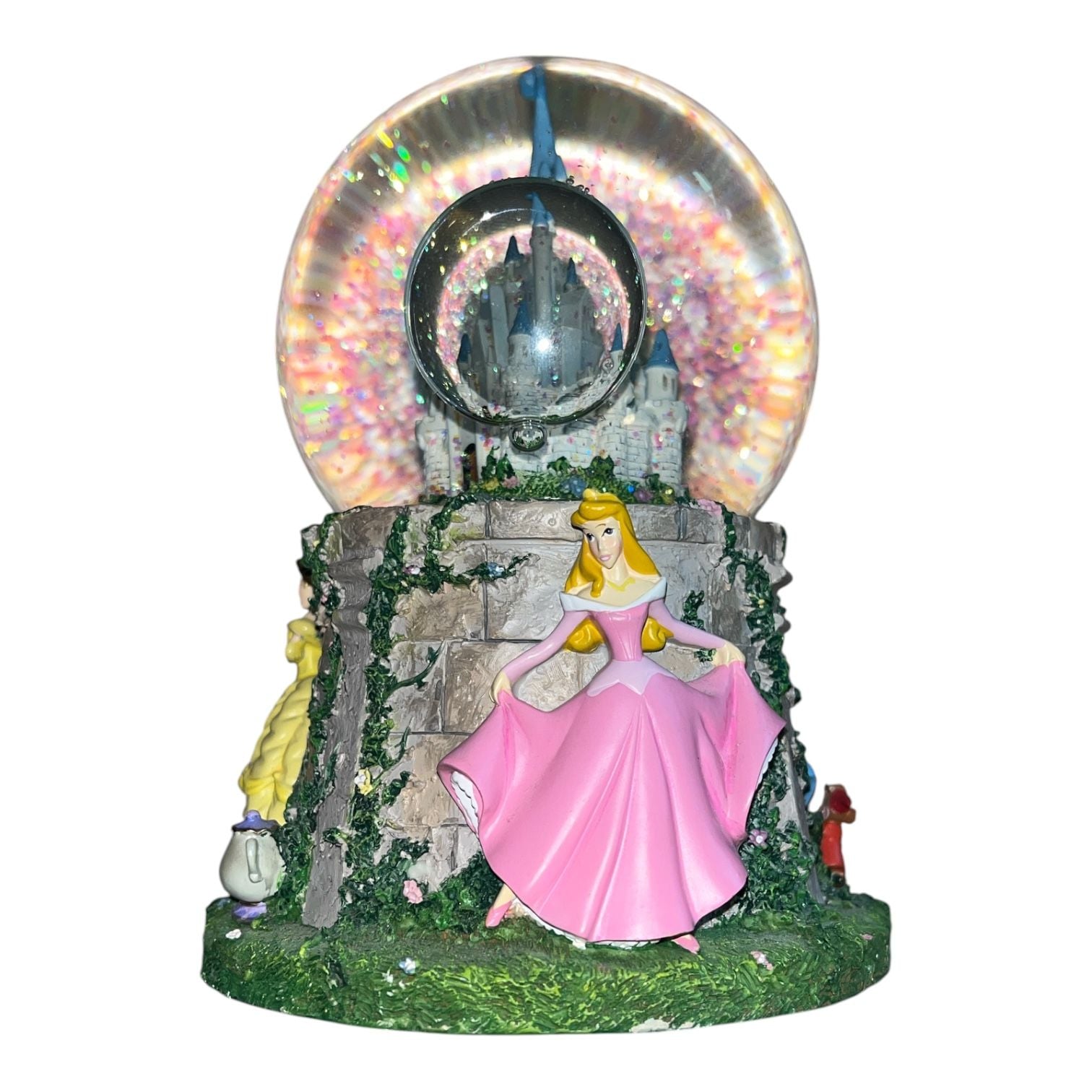 Disney Hallmark Princess Musical Snow Globe Castle Cinderella Belle 3