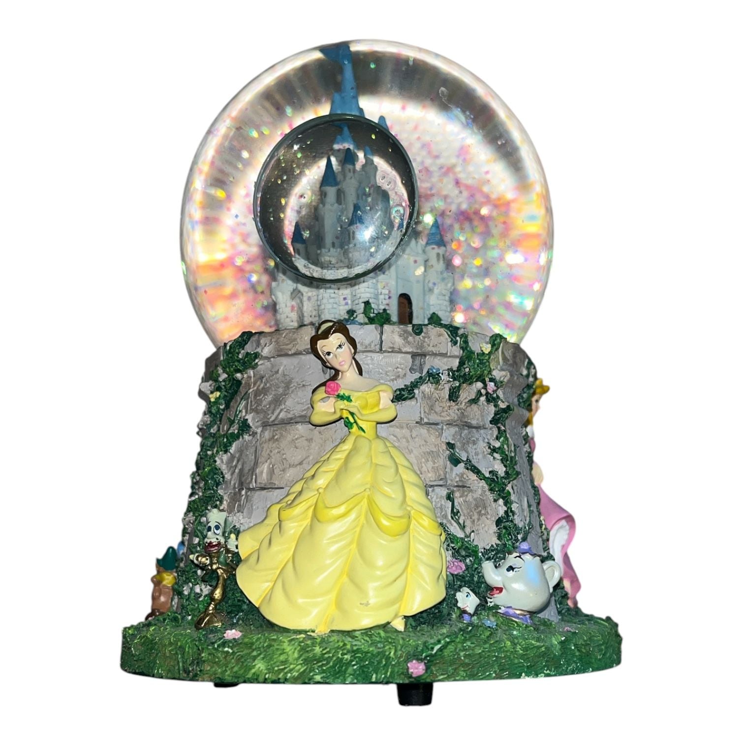 Disney Hallmark Princess Musical Snow Globe Castle Cinderella Belle 4