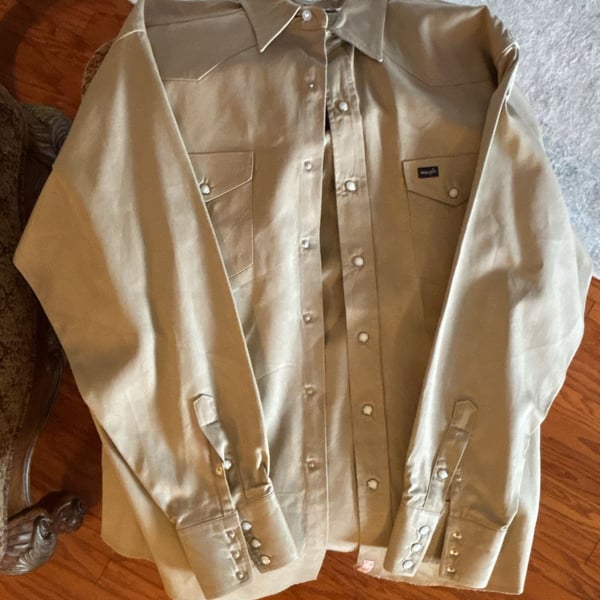 Wrangler 70140MW Western Snap Work Shirt 18 X 36 Khaki