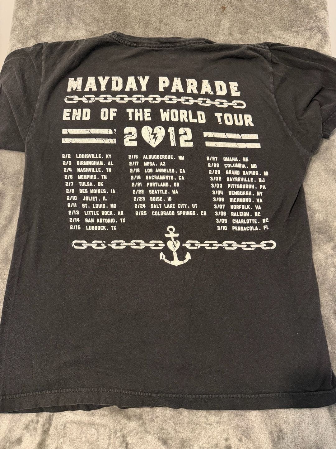 Mayday Parade End Of The World Tour 2012 Band T-Shirt Black 3