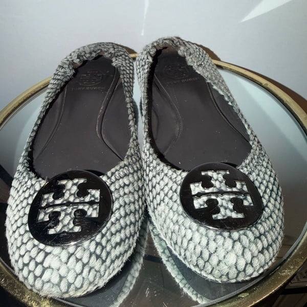 Tory Burch Reva Haircalf Snake Print Ballet Flat