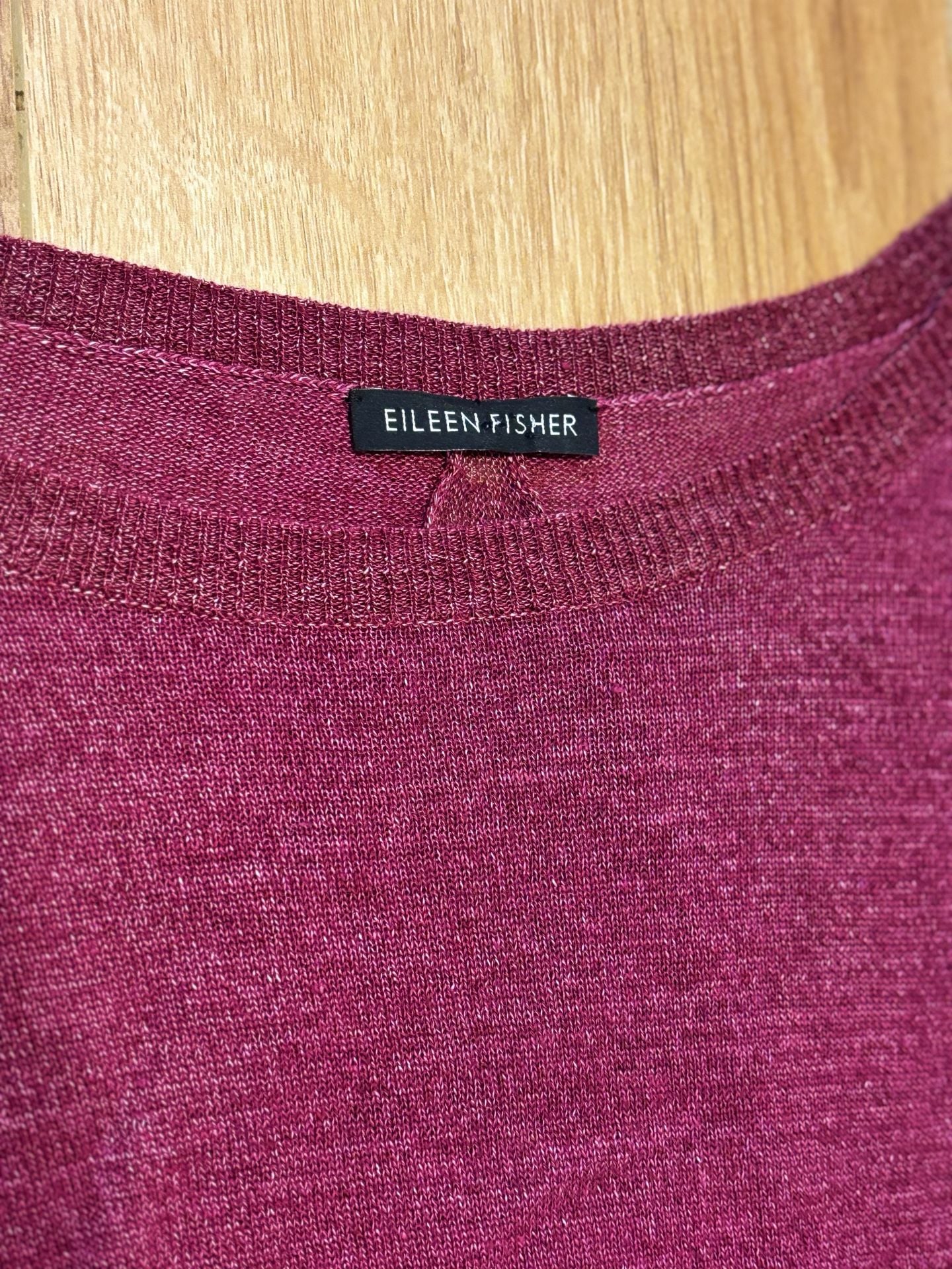 Eileen Fisher Hemp Tencel Knit Sweater Burgundy High Low 4
