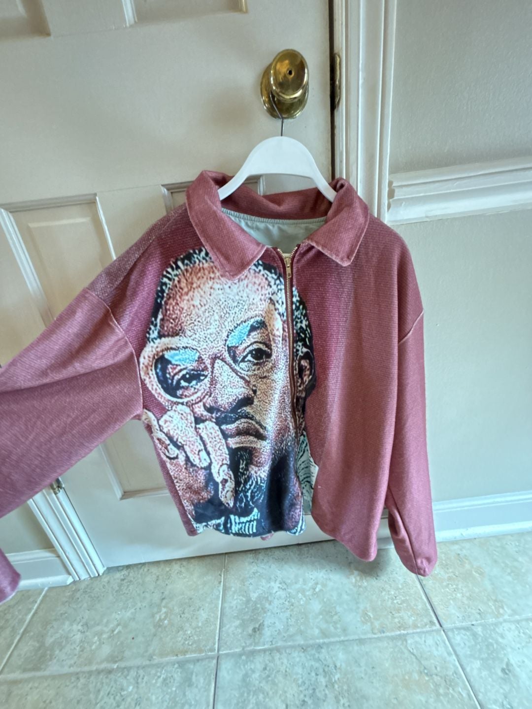 Custom Andre 3000 Tapestry Jacket Pink Zip-Up 2