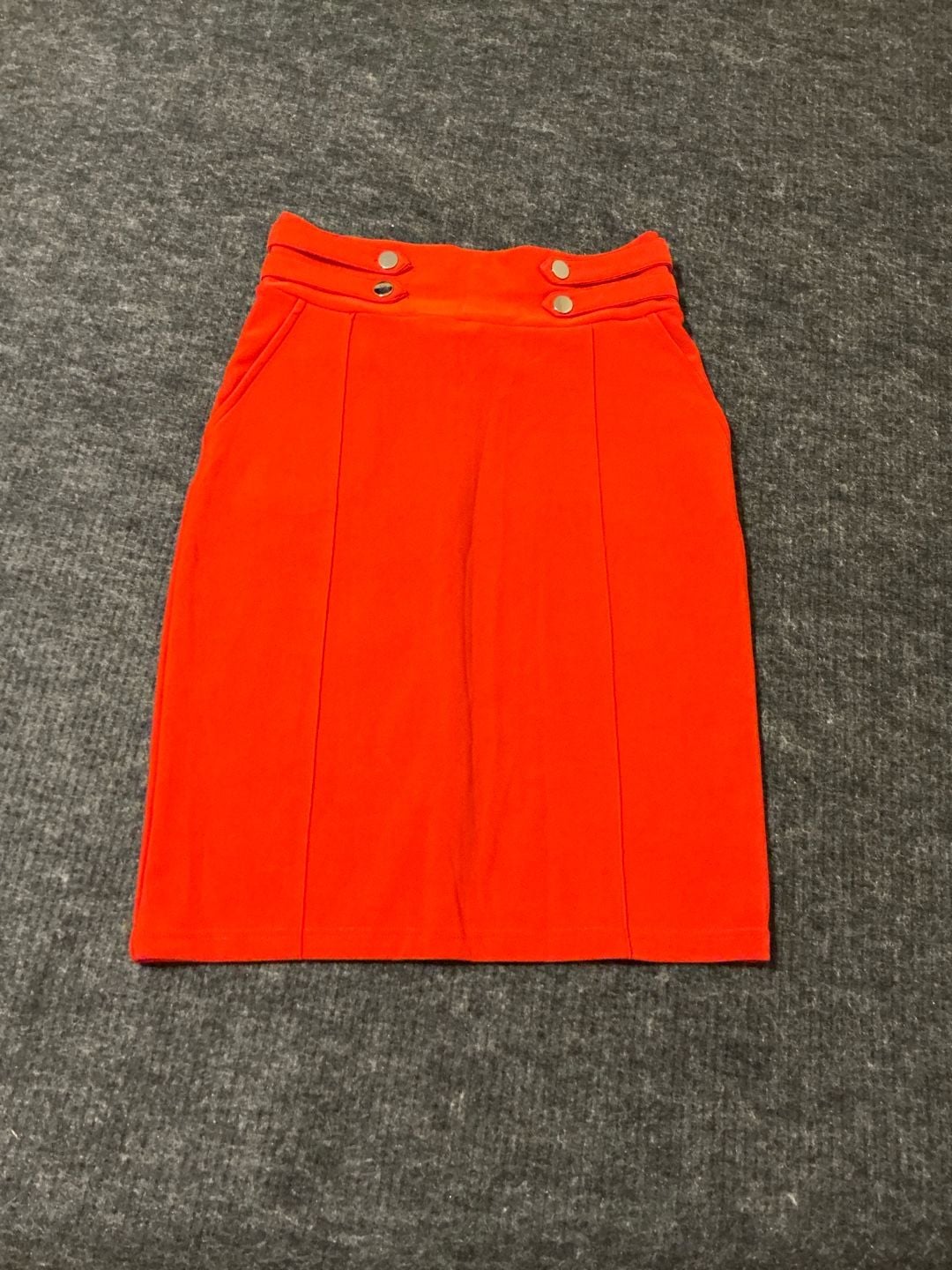 Harper By Block Pencil Skirt Womens Size Medium Orange Button Accent Midi 2