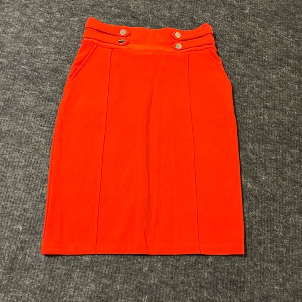 Harper By Block Pencil Skirt Womens Size Medium Orange Button Accent Midi