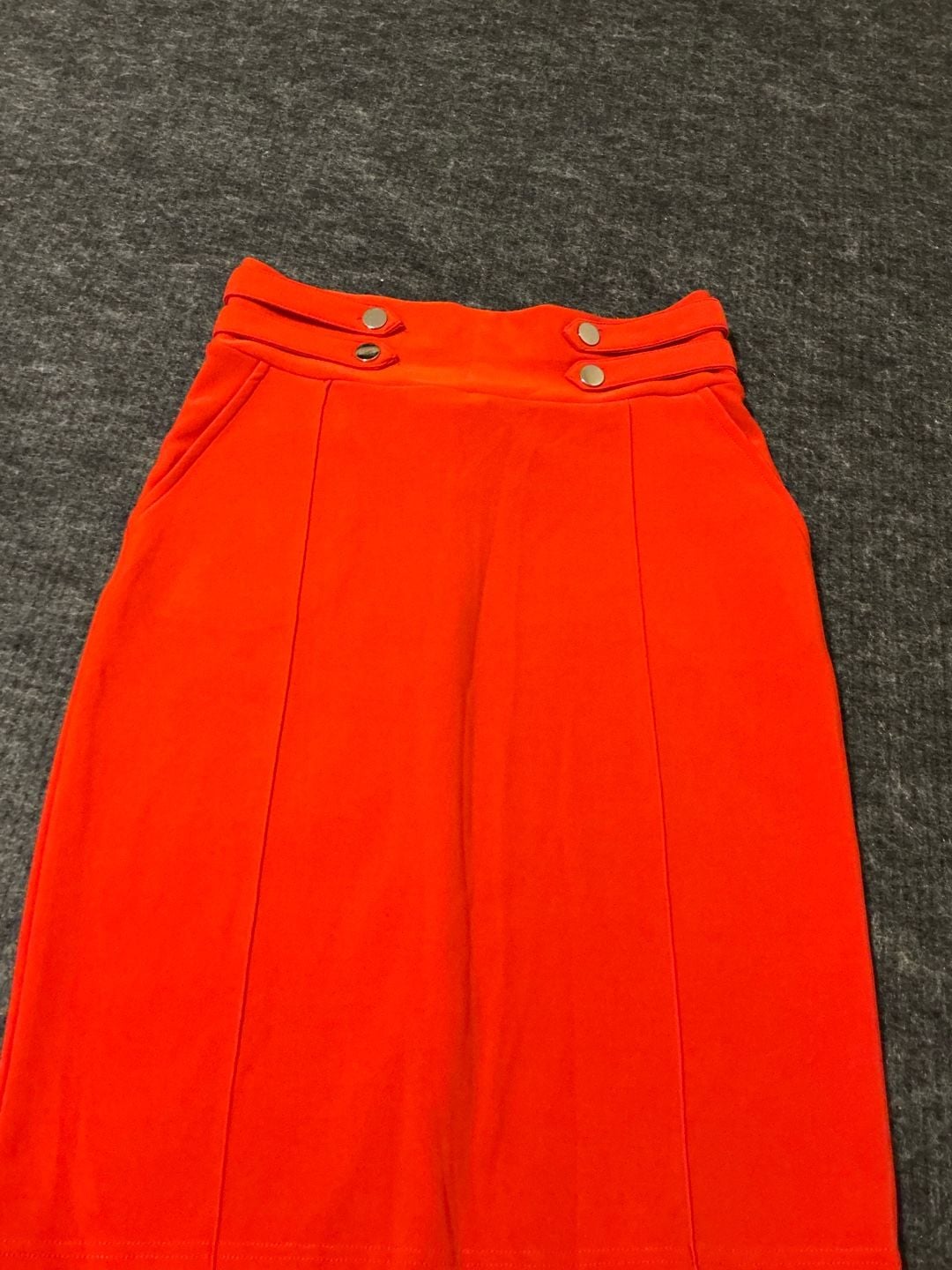 Harper By Block Pencil Skirt Womens Size Medium Orange Button Accent Midi 3