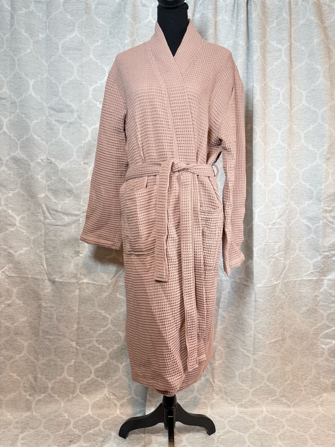 Quince Organic Turkish Waffle Bathrobe Dusty Rose 2