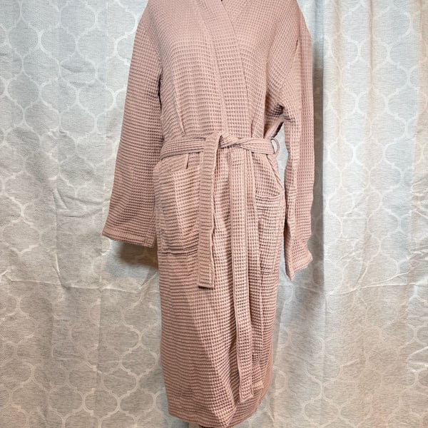Quince Organic Turkish Waffle Bathrobe Dusty Rose