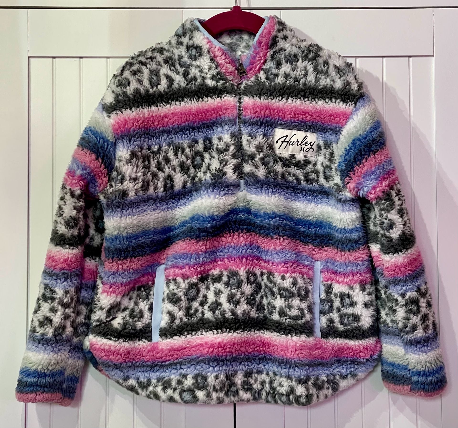 Hurley Quarter-Zip Sherpa Fleece Jacket Size XS 4/5 Multicolored 2