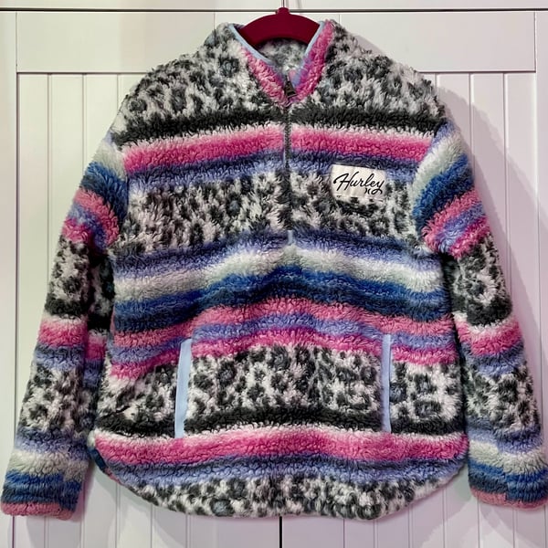 Hurley Quarter-Zip Sherpa Fleece Jacket Size XS 4/5 Multicolored