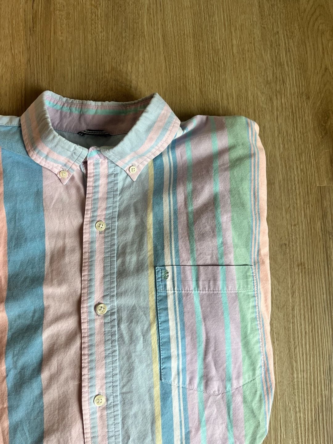 IZOD, Saltwater Relaxed Fit Button Down, Pastel Stripes, Coastal, 90s, Men’s L 2