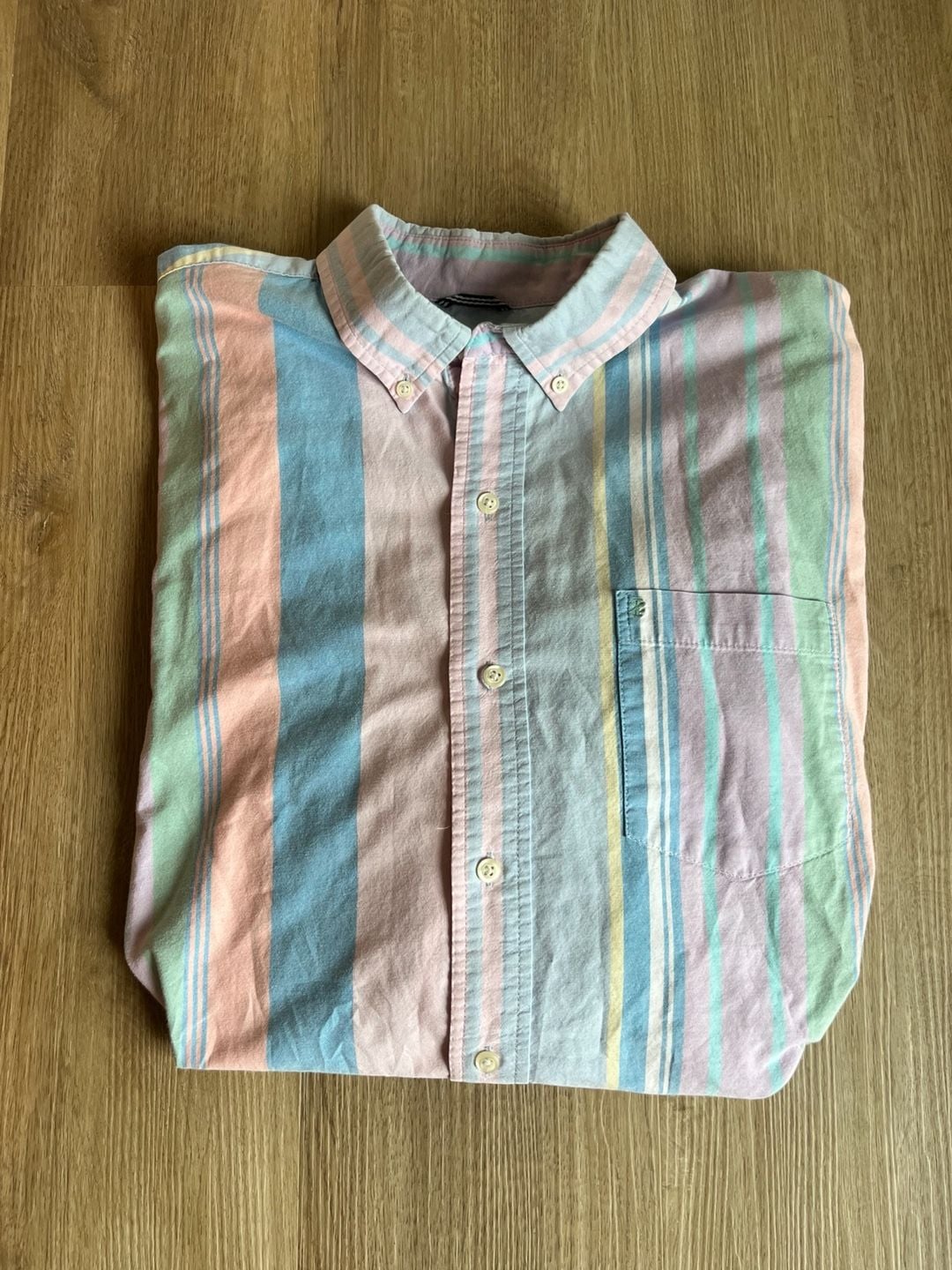 IZOD, Saltwater Relaxed Fit Button Down, Pastel Stripes, Coastal, 90s, Men’s L 3