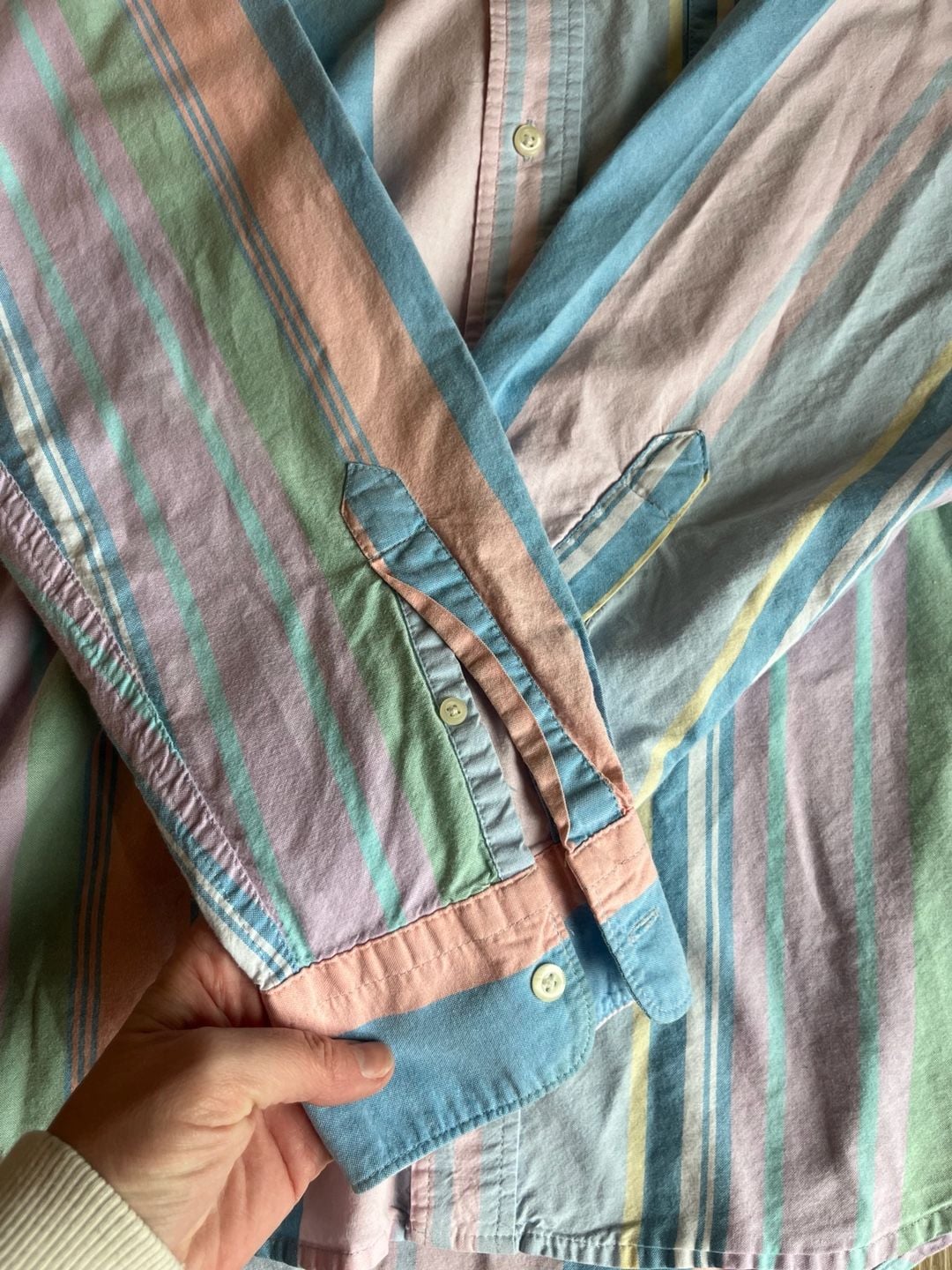 IZOD, Saltwater Relaxed Fit Button Down, Pastel Stripes, Coastal, 90s, Men’s L 6