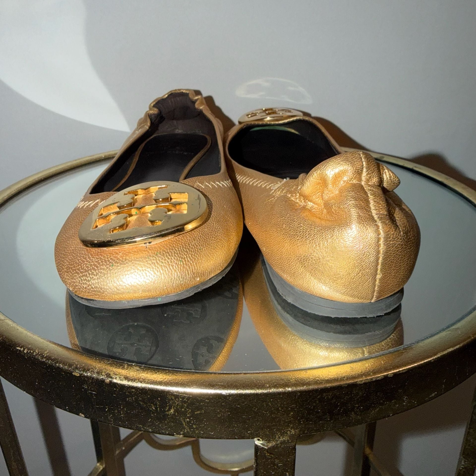 Tory Burch Minnie Metallic Gold Leather Ballet Flats
#30GLD7TR 7