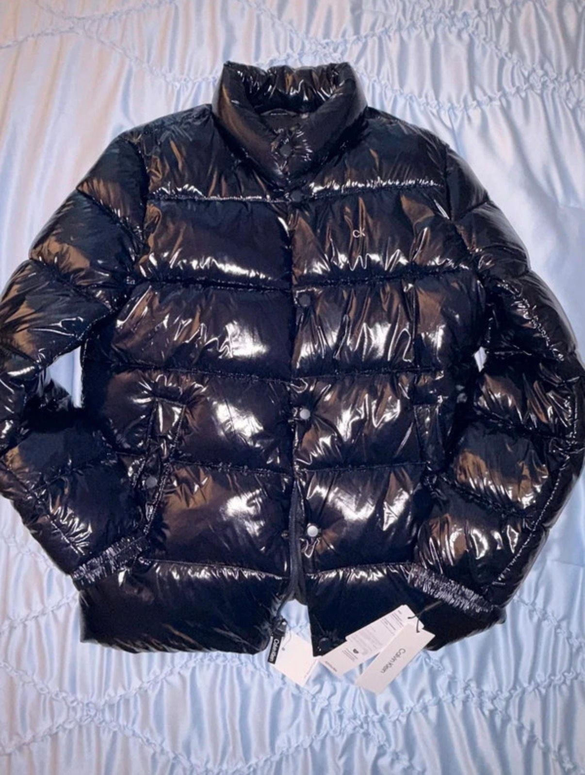 Calvin Klein Shiny Puffer Jacket Navy Blue 2