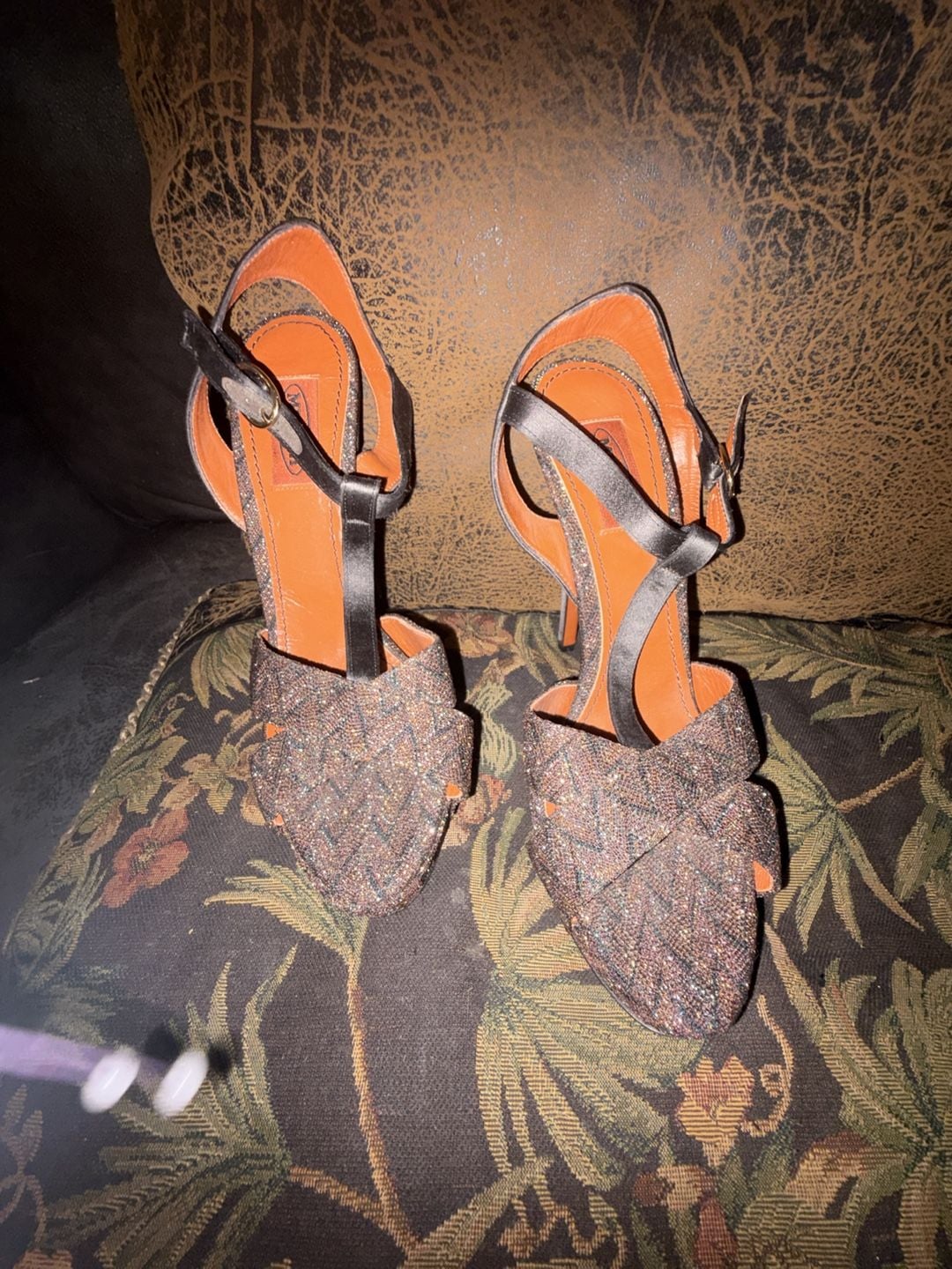 Missoni T-Strap Glitter Platform Sandals Size 40 Multi 2