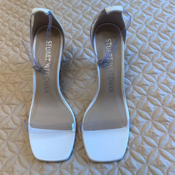 Stuart Weitzman Kristal Clear Sandals White Transparent Heel