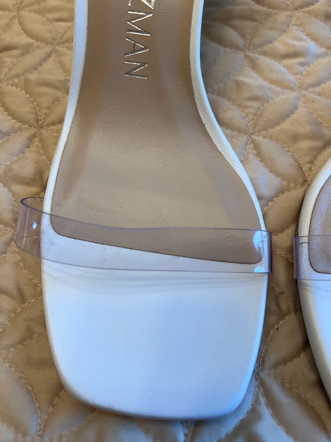 Stuart Weitzman Kristal Clear Sandals White Transparent Heel 3